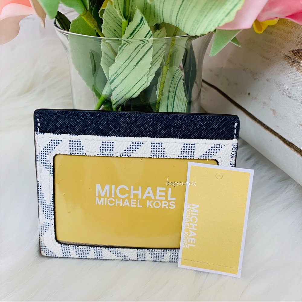 Michael Kors leather navy card holder blue white - Picture 4 of 6